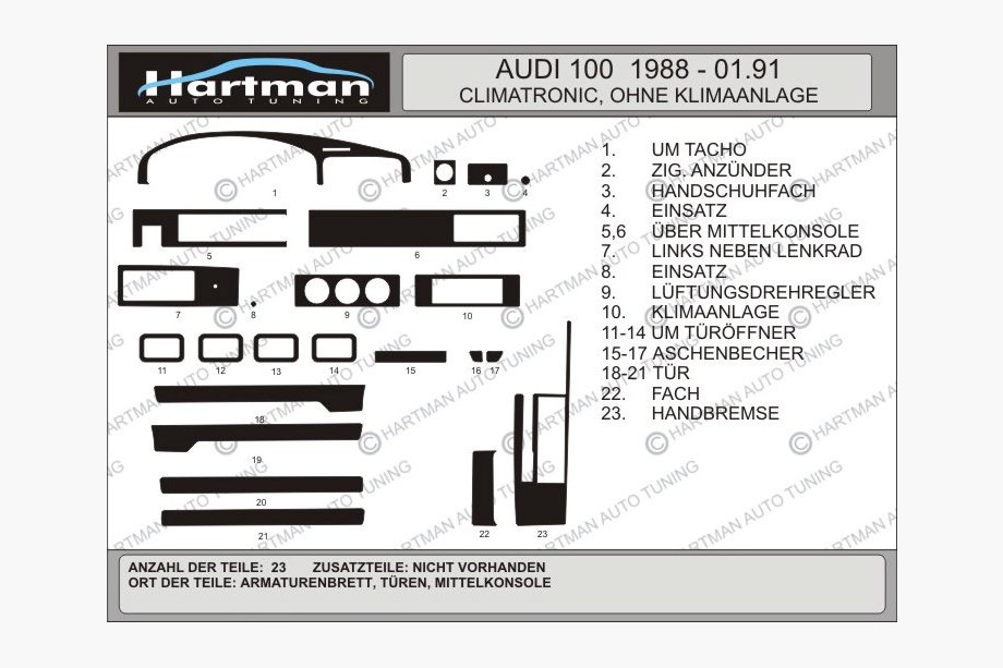 Audi 100 C3 1988–1991 Dashboard sierlijsten (Hartman) Image