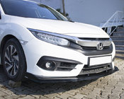 Honda Civic Sedan X 2016–2021 Voorbumper lip spoiler V1 (zwart) foto 1