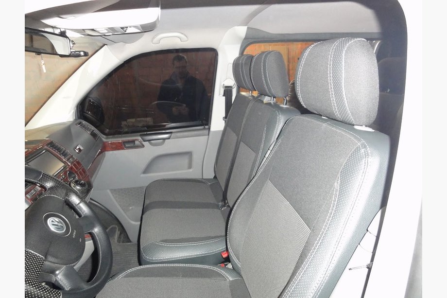 Volkswagen T5 Caravelle 2004–2010 Autostoelhoezen (kunstleer en stof, Premium) Foto 2