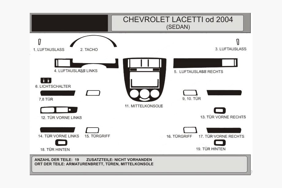 Chevrolet Lacetti 2003–2024 Dashboard sierlijsten Sedan (Hartman) Image