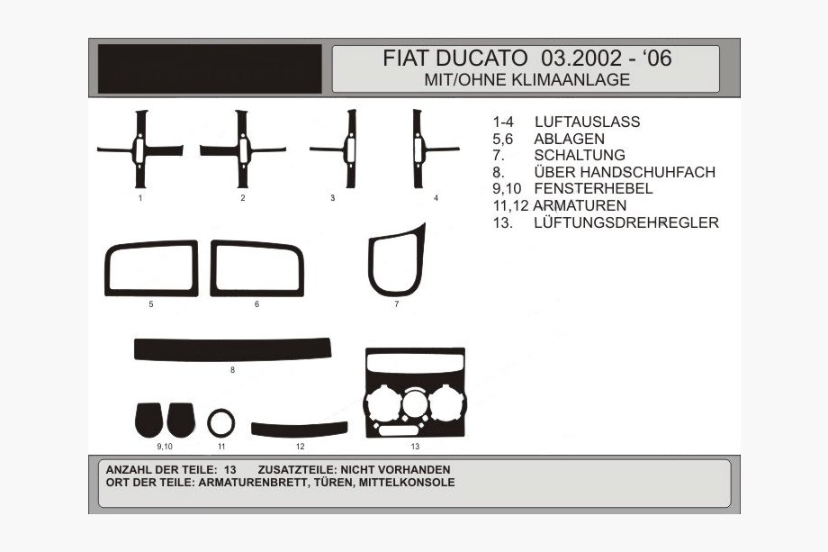 Fiat Ducato 1995–2006 Dashboard sierlijsten (model 2002-2006) Image