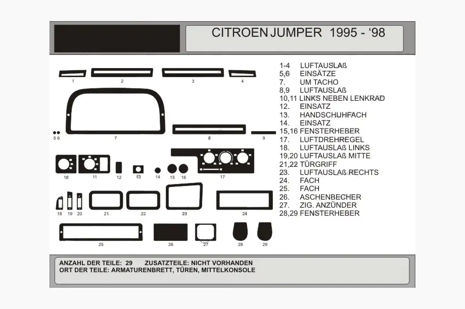 Fiat Ducato 1995–2006 Dashboardpanelen (model 1995-1998) Image
