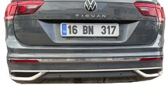 Volkswagen Tiguan 2016–2023 Sierlijsten met uitlaatsierstuk-imitatie 2020+ (3 stuks, RVS) foto 2