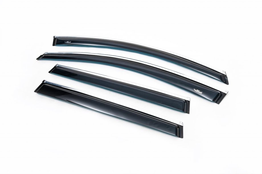 Volvo XC70 2007–2013 Raamdeflectors met chroomstrip (4 stuks, HIC) Image