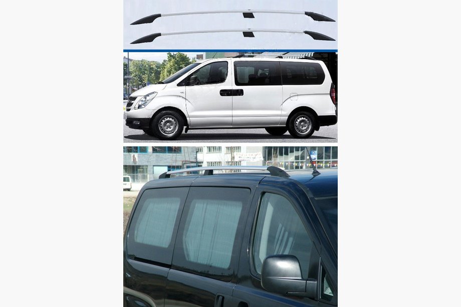 Hyundai H300, H1, Starex 2008–2020 Chroom dakrails Kunststof voetjes Image