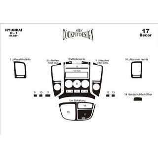 Dashboard sierlijsten (kleine set) Hyundai H300, H1, Starex 2008–2020 foto 2