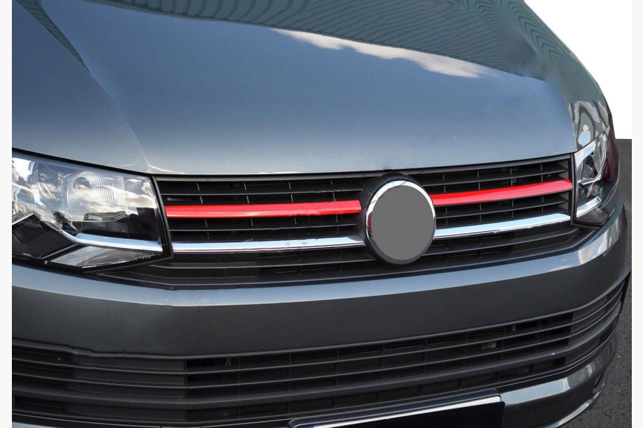 Volkswagen T6 2015–2024 Bovenste grille sierlijsten 2015-2019 (set van 2, rood) Image