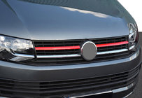 Volkswagen T6 2015–2024 Bovenste grille sierlijsten 2015-2019 (set van 2, rood) foto 1