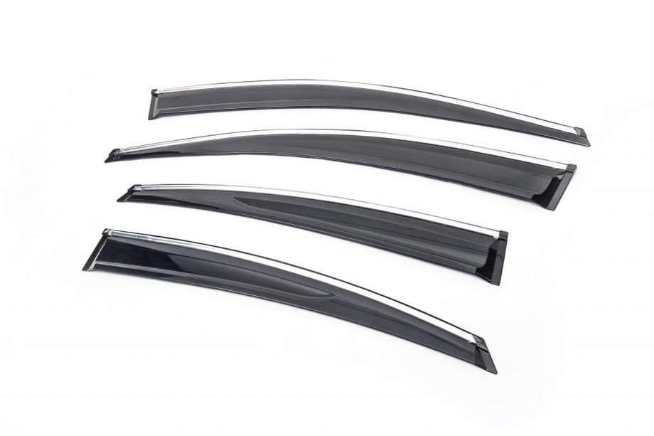 Hyundai Accent 2011–2017 Raamwindschermen met chroom SD (4 stuks, Sunplex Chrome) Image