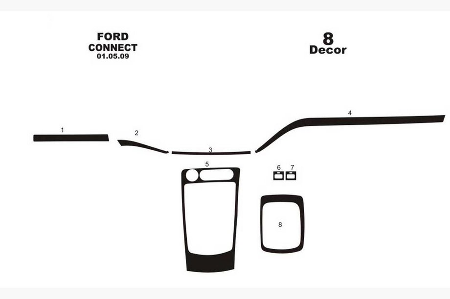 Ford Connect 2010–2013 Dashboardafdekkingen (kleine set) Houtlook Foto 3
