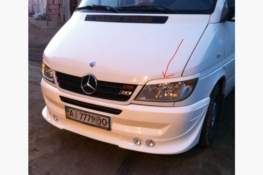 Mercedes Sprinter W901/902/903/904/905 1995–2006 Koplamp eyelids (zwart, ABS, 2000-2006) Foto 2