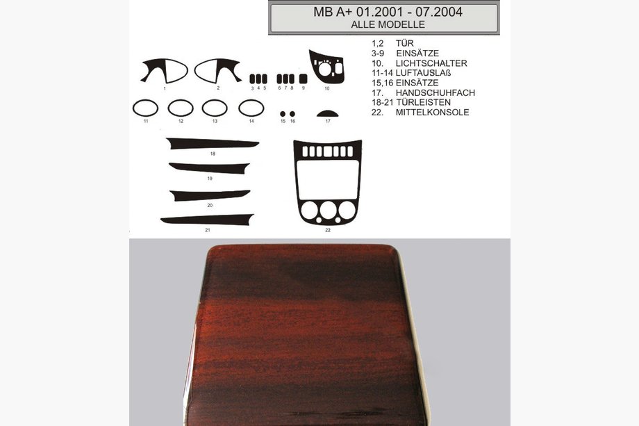 Mercedes A-klasse W168 1997–2004 Actie! Dashboard sierlijsten (1997-2001) Image