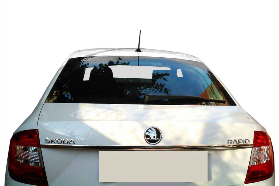 Skoda Rapid 2012–2019 Chroomstrip boven kenteken Tit-design (RVS) Image