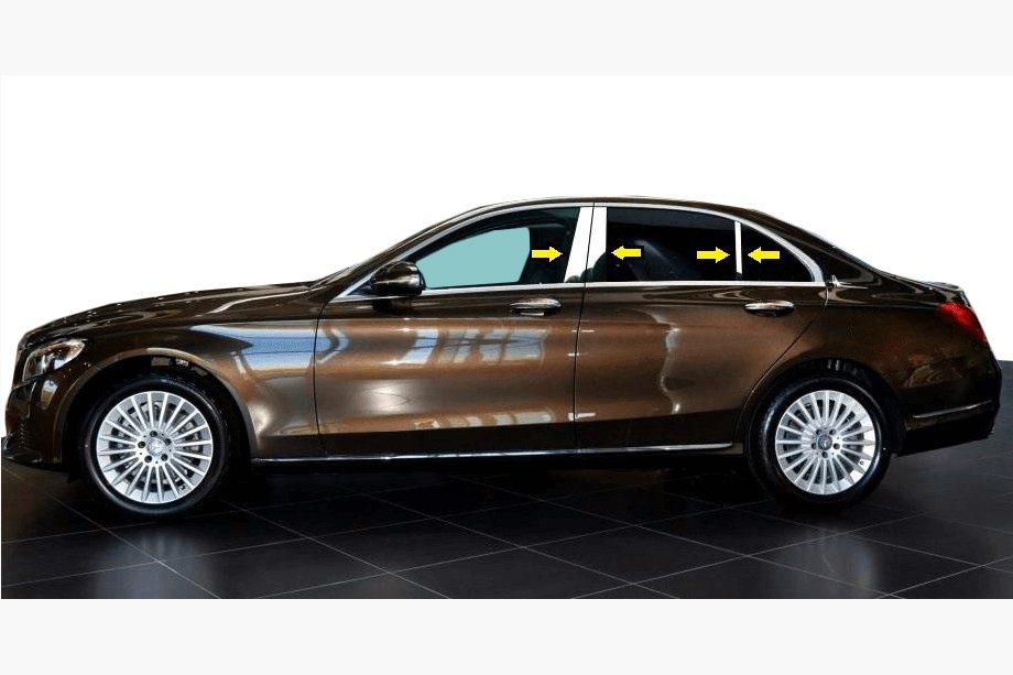 Mercedes C-klasse W205 2014–2021 Deurstijllijsten (RVS) Image