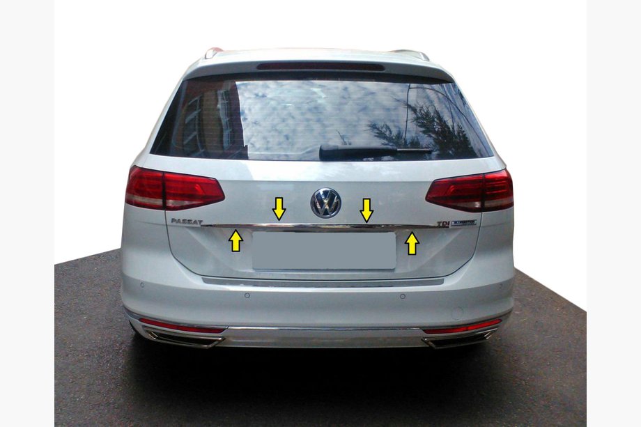 Volkswagen Passat B8 2015–2023 Sierlijst boven kentekenplaat SW (Carmos, RVS) Image