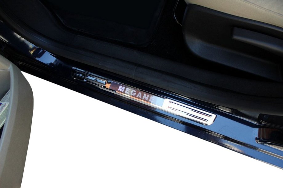 Renault Megane II 2004–2009 Draadloze instaplijsten met verlichting (set 2 st., RVS) Image
