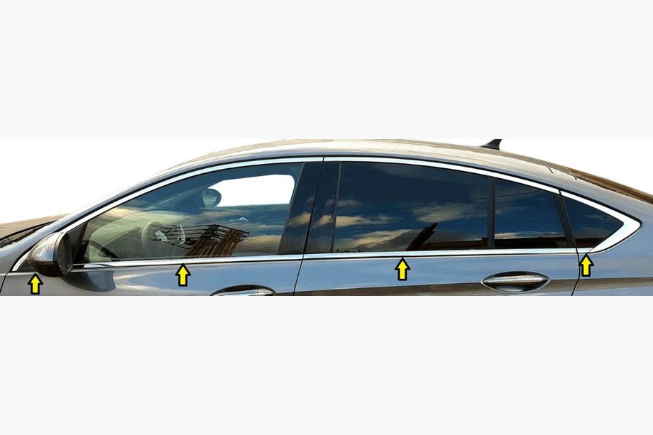 Opel Insignia 2017–2022 Raamomlijsting (8-delig, RVS) Image