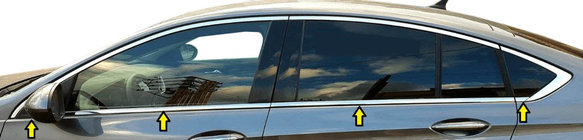 Opel Insignia 2017–2022 Raamomlijsting (8-delig, RVS) foto 1
