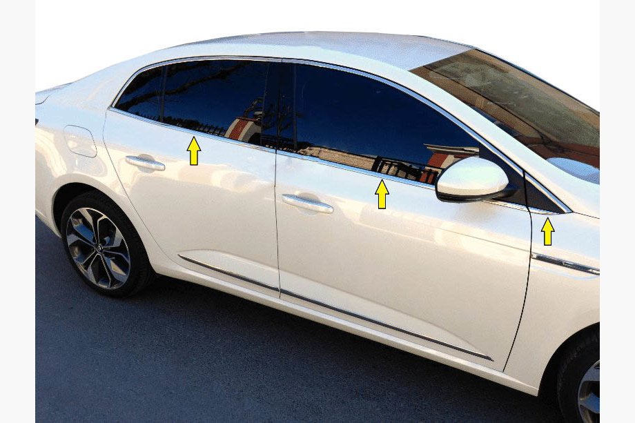 Renault Megane IV 2016–2025 Onderste raamlijsten (Sedan, 6 stuks, RVS) Image