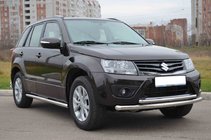 Suzuki Grand Vitara 2005–2017 Voorste dubbele bullbar 60/42 mm (RVS) foto 3