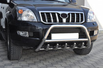 Toyota Land Cruiser Prado 120 2002–2009 Lage bullbar WT003 (RVS) foto 1
