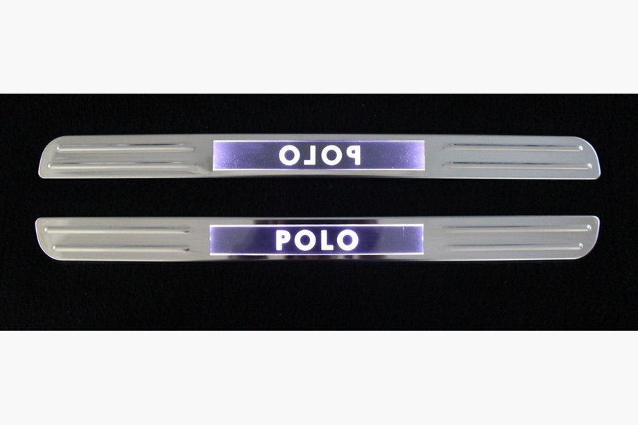 Volkswagen Polo 2010–2017 Draadloze instaplijsten met verlichting (set 2 st., RVS) Image