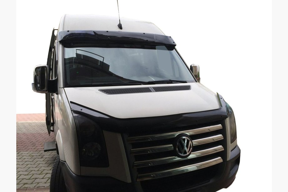 Volkswagen Crafter 2006–2016 Zonneklep voor voorruit op frame V1 (hoogglans zwart, 5 mm) Image