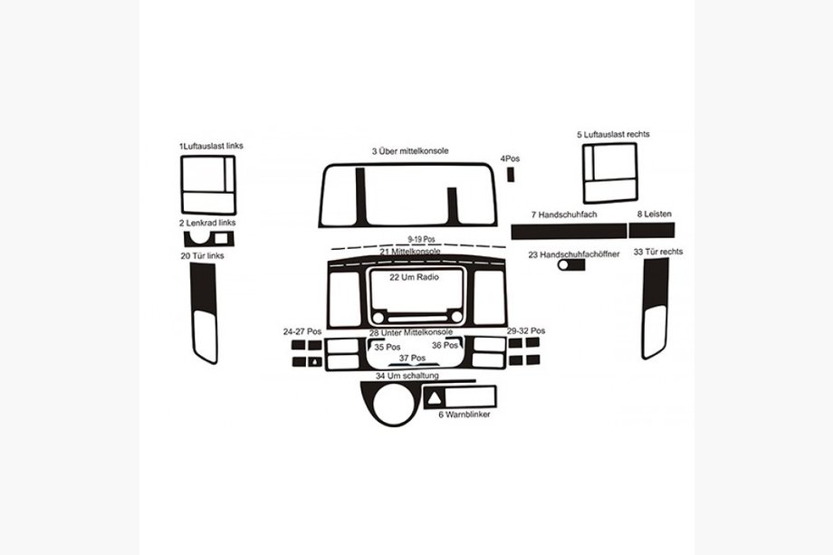 Volkswagen T5 2010–2015 Dashboard sierlijsten Houtlook Foto 2