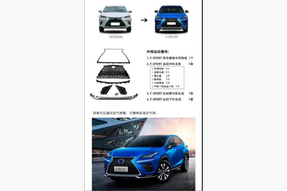 Lexus NX 2014–2021 Voorgrille met frontlip F-Sport (2018+) Image