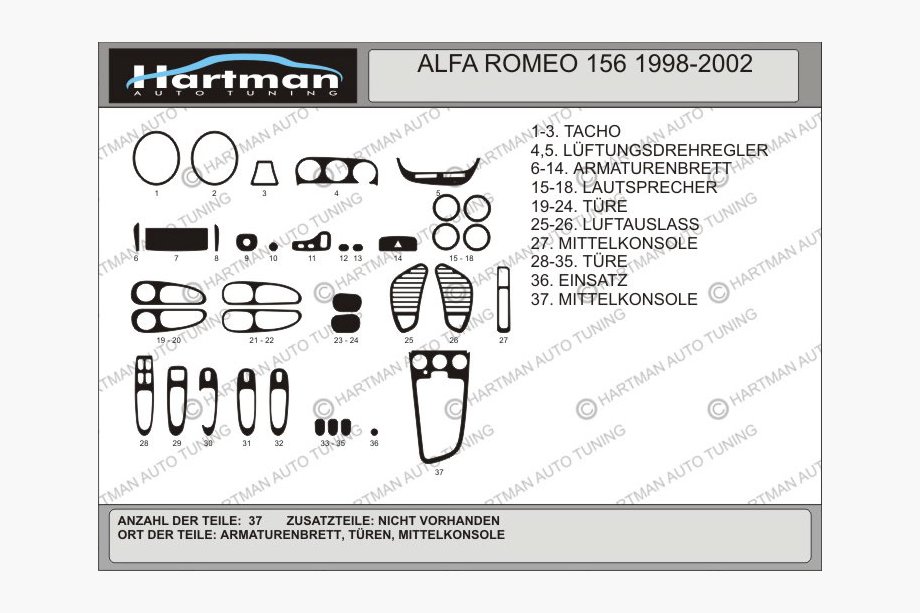 Alfa Romeo 156 1997–2007 Dashboard sierlijsten (Hartman) Image