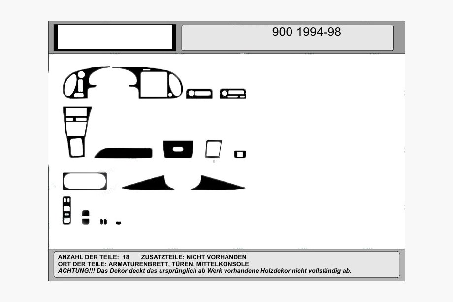 Saab 900 1994–1998 Actie! Dashboard sierlijsten (hout) Image