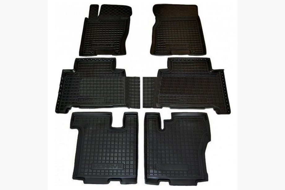 Kia Mohave 2008–2016 Rubberen automatten met opstaande rand voor 7 zitplaatsen (Autogumm) Image