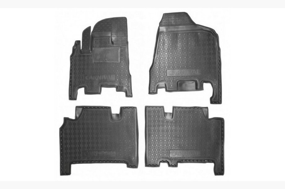Kia Carnival 2002–2013 Rubberen vloermatten met opstaande rand, automaat, 2006+, 1e en 2e rij (Autogumm) Image