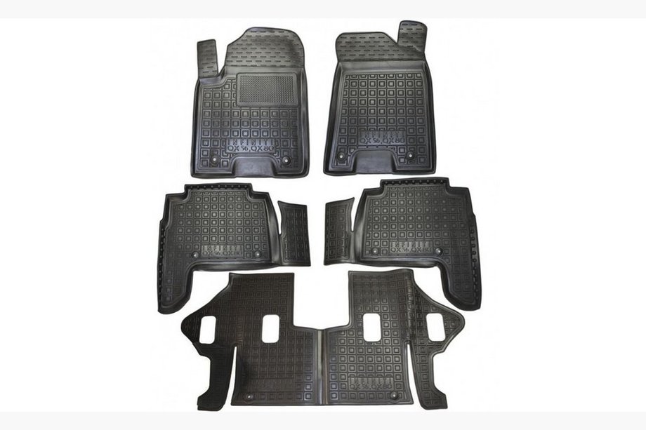 Infiniti QX56 2010–2013 Rubberen automatten met opstaande rand (Autogumm) 7-zits Image
