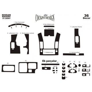 Interieur tuning set (36-delig) Nissan Navara 2006–2015 foto 4