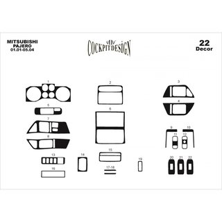 Dashboard sierlijsten (Meric) Mitsubishi Pajero Wagon III 1999–2006 foto 2