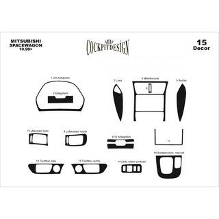 Dashboard sierlijsten Mitsubishi Space Wagon 1998–2004 foto 2