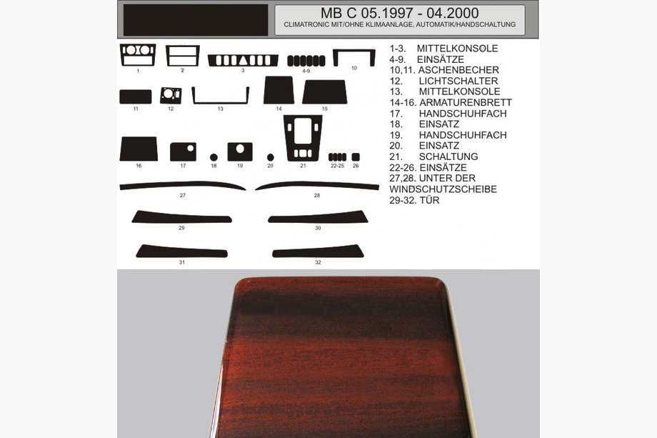 Mercedes C-klasse W202 1993–2001 Aanbieding! Dashboardpanelen in houtlook (1997-2000) Image