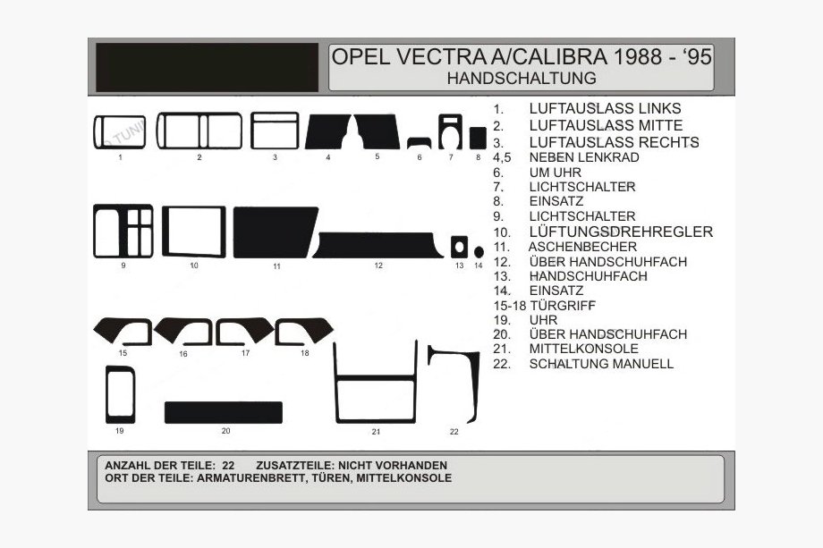 Opel Vectra A 1987–1995 Dashboard sierlijsten (Hartman) Aluminium Image