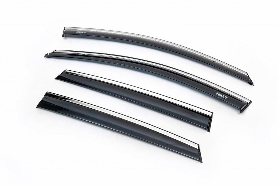 Volkswagen Polo 2010–2017 Raamwindschermen met chroomlijst HB (4 stuks, Niken) Image