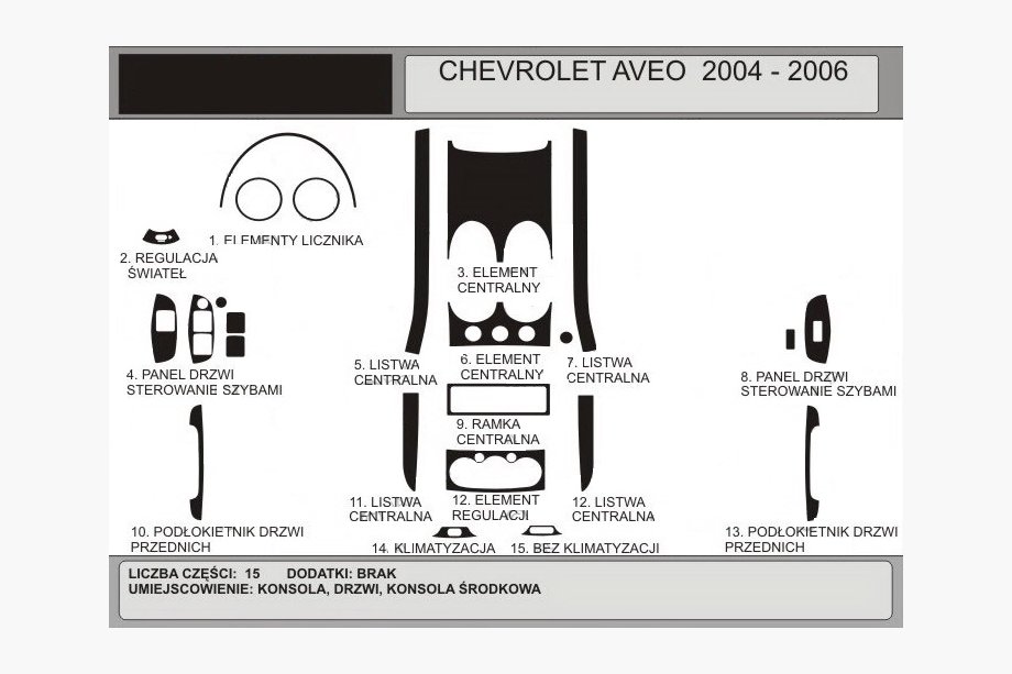Chevrolet Aveo T200 2002–2008 Dashboard sierlijsten (Hartman) Image