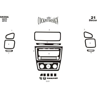 Dashboard sierlijsten Skoda Yeti 2009–2017 foto 3