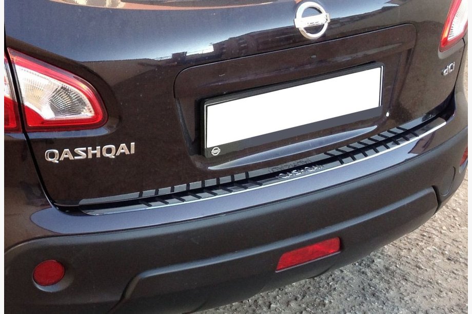 Nissan Qashqai 2007–2010 Achterbumperbeschermer met rubberen inzetstukken (RVS) Image