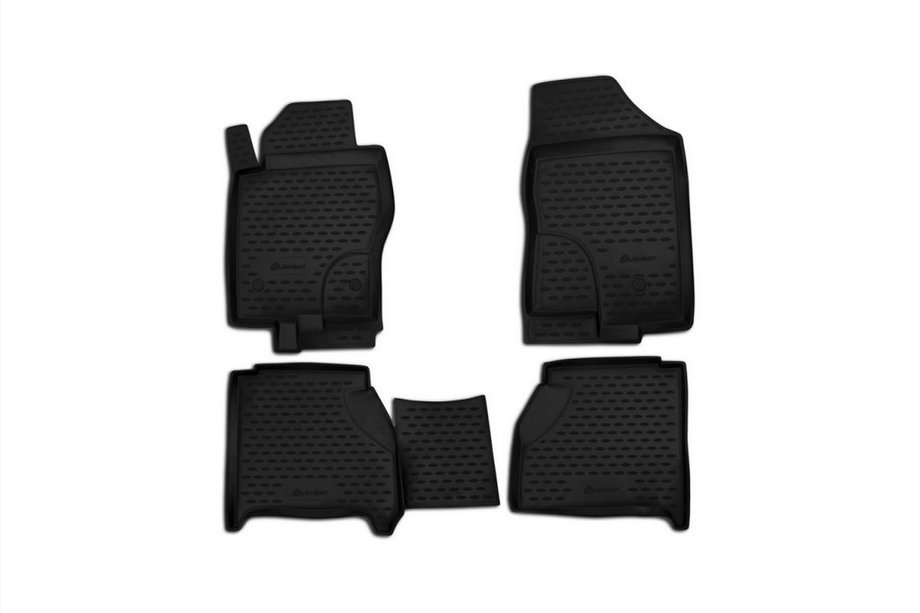 Nissan Navara 2006–2015 (2010-2015) Rubberen vloermatten voor het interieur (4 stuks, Novline) met uitsparing bij de achterbank Foto 1