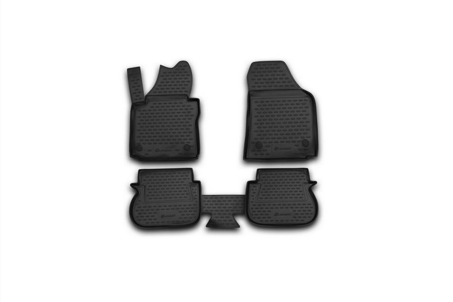 Volkswagen Caddy 2010–2015 Rubberen matten voor het interieur (4 stuks, Novline, 2 verschuifbare) Image