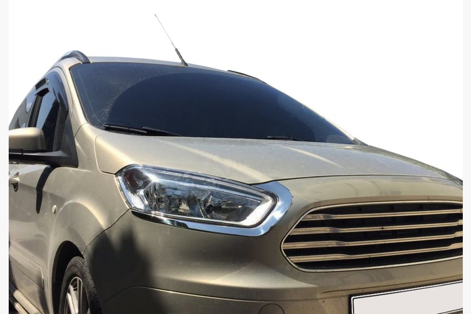 Ford Courier 2014–2023 Koplampwimpers (2 stuks, RVS) OmsaLine - Italiaans roestvrij staal Image
