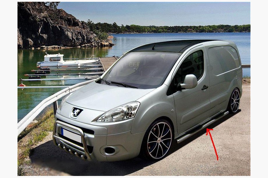 Citroen Berlingo 2008–2018 Sidebars (2 stuks, RVS) 70 mm, met kunststof opstaptreden Image