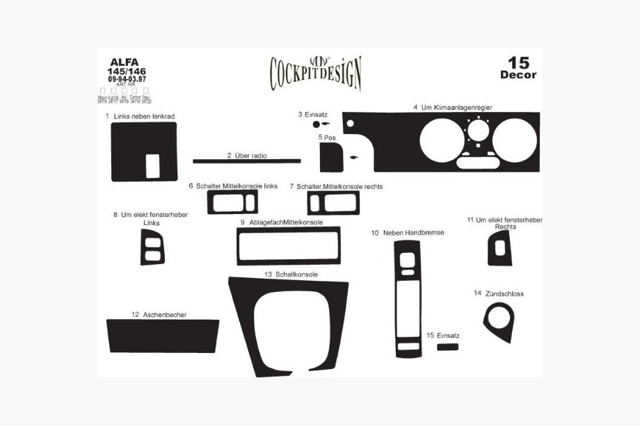 Alfa Romeo 145/146 1994–2001 Dashboardpanelen (Alfa 145 en 146) Aluminium Foto 3