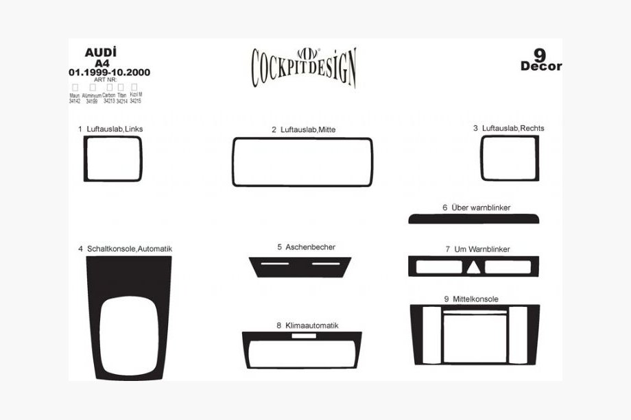 Audi A4 B5 1994–2001 Dashboard sierlijsten (1999-2000) Foto 4