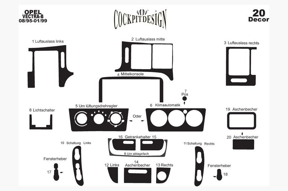 Opel Vectra B 1995–2002 Dashboardpanelen (1995-1999) Foto 4